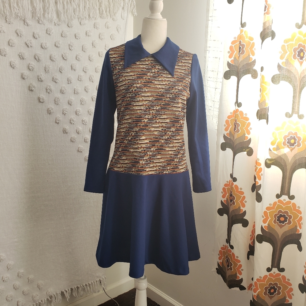 Vintage Polyester Drop Waist Dress